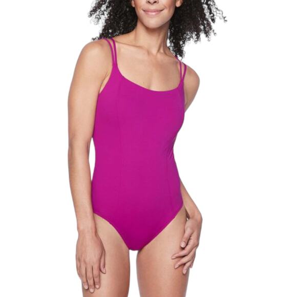 Athleta Cortes Strappy One Piece Swimsuit Medium New NWT Vibrant Fuchsia UPF - Picture 1 of 6